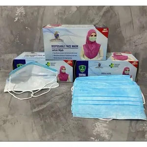 MASKER HIJAB BIRU  EMBOS ISI 50 PCS/BOX