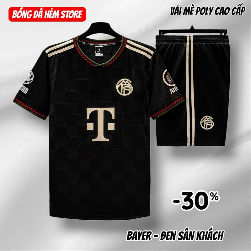  Bộ quần áo bóng đá Bayern Đen vải mè poly cao cấp TOP Nam Nữ Sport Đồ đá banh 