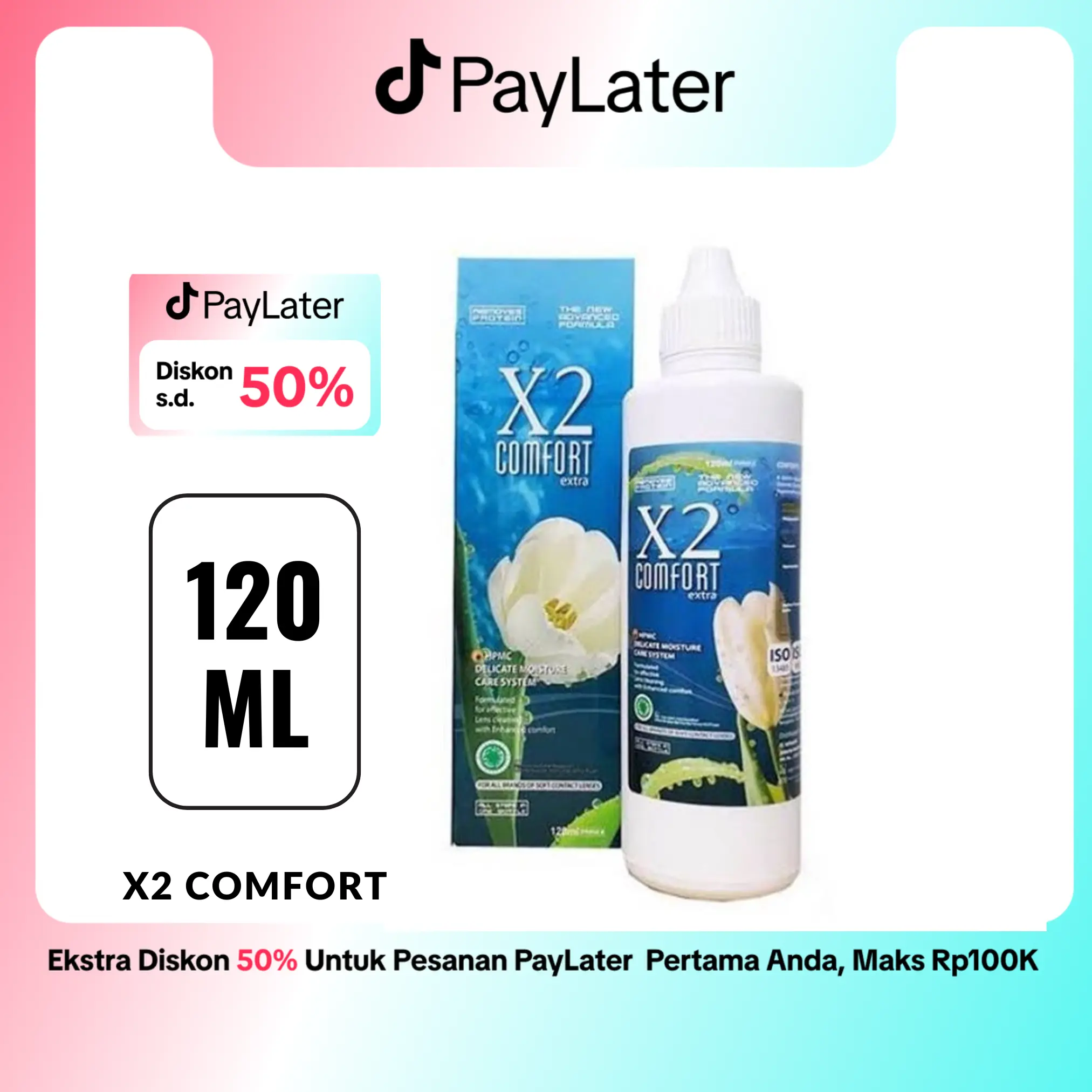 X2 COMFORT 120 ML Cairan Pembersih Softlens Multi-purpose Dengan HPMC Untuk Kenyamanan Mata Tanpa Iritasi Eye Kesehatan Lensa Membersihkan Best Seller