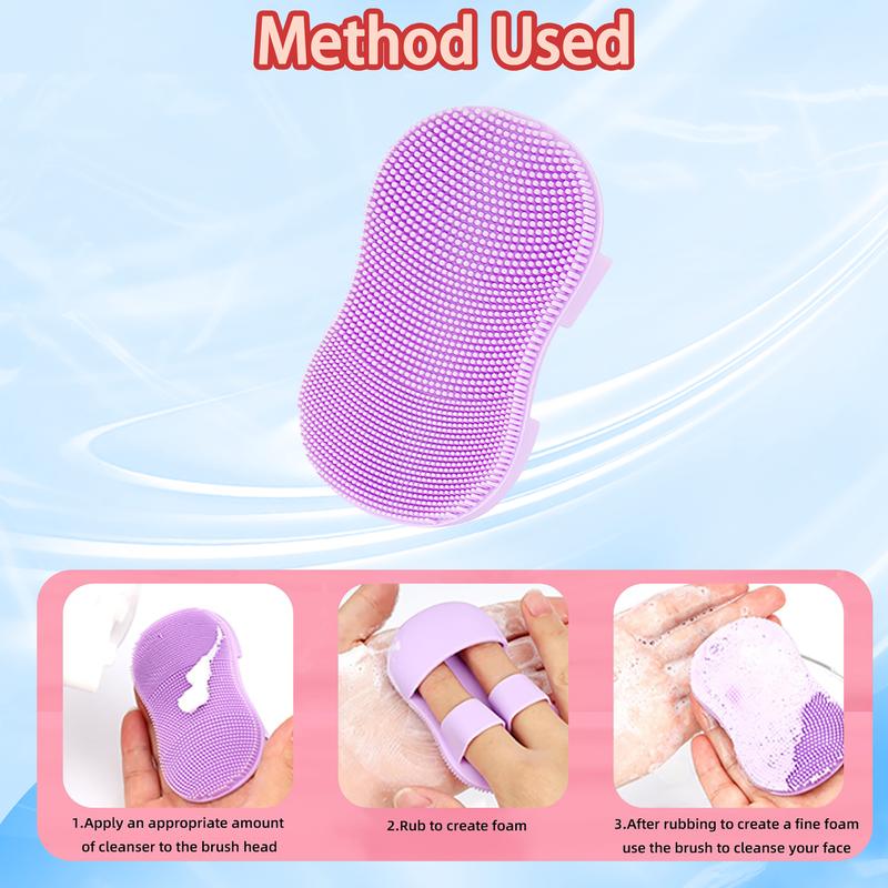 Product Introduction of 3pcs(1pc of each color) Face Scrubber Mini Facial Brush Silicone Wash Exfoliator Finger Glove Pads Handheld Cleansing Brushes Tool for Skin Care Deep Clean Blackhead Acne Pore Removal 8