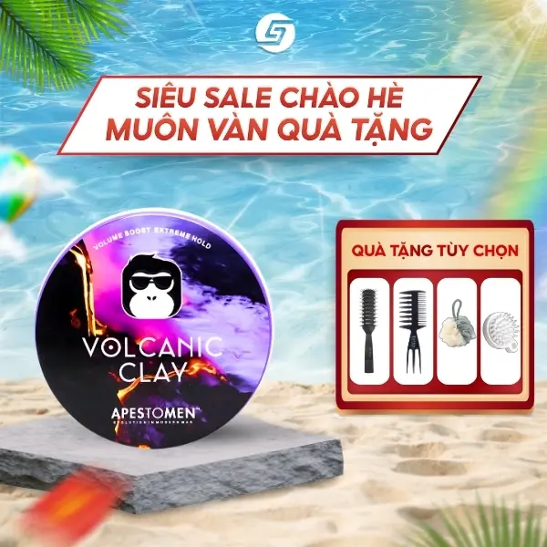Sáp vuốt tóc Volcanic Clay - Hỗ trợ chăm sóc tóc - Giữ nếp khoảng 8 đến 12h, kiềm dầu và mồ hôi dành cho tóc dày - Dưỡng Tóc - Tem song mã - Tặng kèm lược