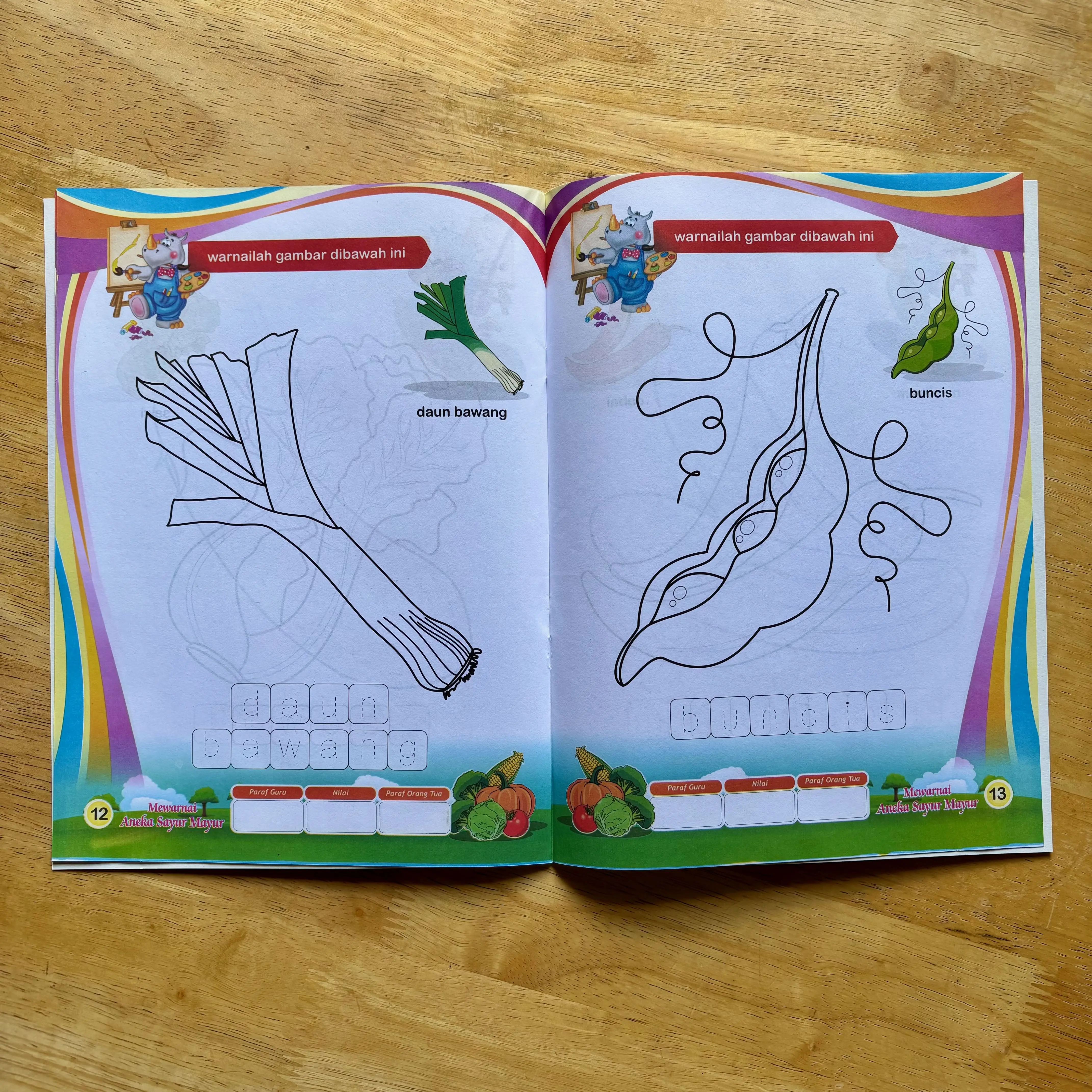 PAKET 12 BUKU - Anak Buku Mewarnai Anak 2 dan 3 Tahun Aneka Sayur Buah Transportasi Kendaraan Air Berat Binatang Burung