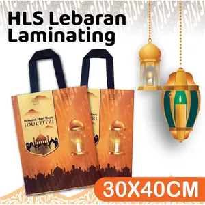 Goodie Bag Idul Fitri 30x40 / Tas Lebaran Laminasi uk 30x40x8 / sablon 4 sisi / Lusinan
