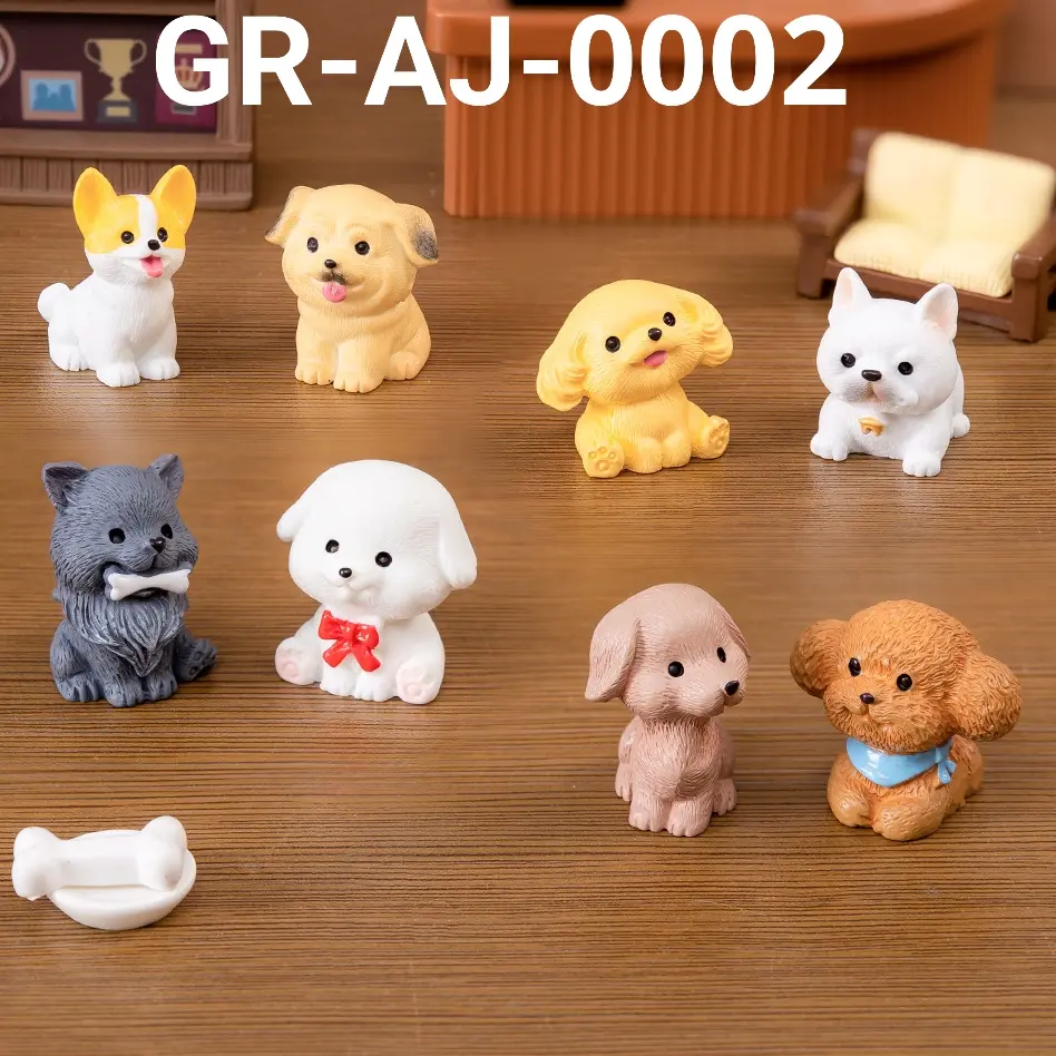 GR-AJ-0002 Cake topper kue figurine set anjing dog binatang hewan pet doggie miniatur maket manik gantungan kunci yamama baking jakarta