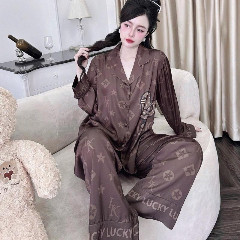  Size M XL 40_68kg . LỤA THƯỢNG HẢI . Đồ Bộ Nữ Pijama Truyền Thống . Quần Dài Có Túi 