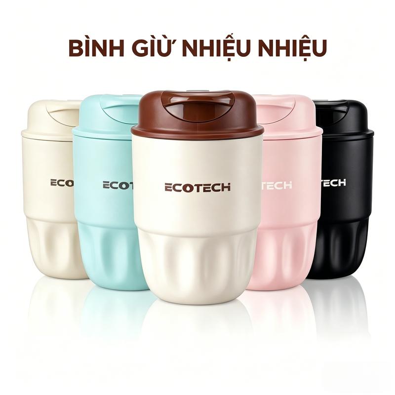 Cốc cà phê giữ nhiệt ECOTECH 260 ml với lớp lót gốm sứ, cốc cà phê mini dễ mang theo và tái sử dụng, ly du lịch chống rò rỉ, lý tưởng cho việc uống cà phê hàng ngày tại nhà hoặc văn phòng