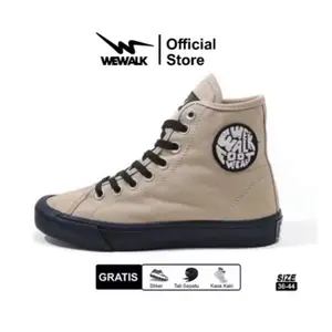 Wewalk Footwear - Basic High Mocca Black Canvas Sneakers Pria Wanita high cut m Casual Shoes Kasual