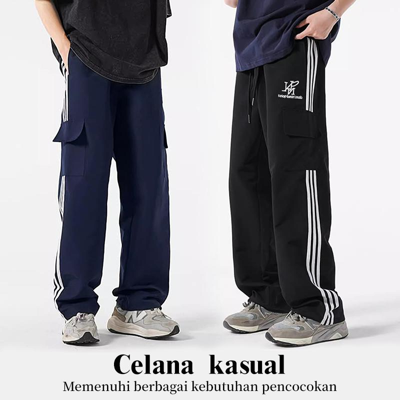 Celana Cargo Panjang Pria celanalonggar Cargo Pants Kargo celana priakeren korean style celana panjang priaoversize retro celana kulot pria baggy pantsloose fashion highwaist pants remajacelana Joger polos kekinian celanapinggang karet straight 5