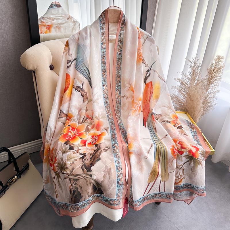 Khăn Quàng quàng cổ Nữ Dài, Cao Cấp Mới, Chất Liệu Voan Và Lụa, Thoáng Khí, Khăn Choàng Đi Biển, Khăn Quàng quàng cổ In Họa Tiết, Cỡ Lớn 90 * 180CM 1006-13