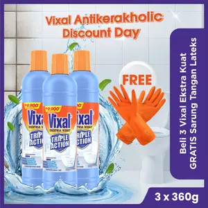 [BELI 3 GRATIS Sarung Tangan] Vixal Pembersih Porselen Ekstra Kuat Botol 360g