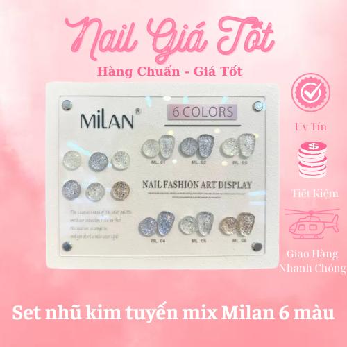 Set nhũ kim tuyến MILAN - Set sơn nhũ mix 6 màu siêu sáng tặng kèm bảng màu Nail Giá Tốt