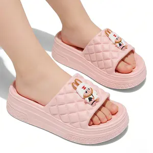 Sepatu Selop EVA untuk Anak Laki-laki dan Perempuan Warna Pink dengan Motif Kain Ukuran 24-35 Sandal Labu Anak Perempuan
