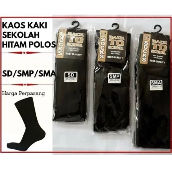 ( 3 Pasang ) KAOS KAKI SEKOLAH HITAM POLOS SD SMP SMA Nyaman Panjang