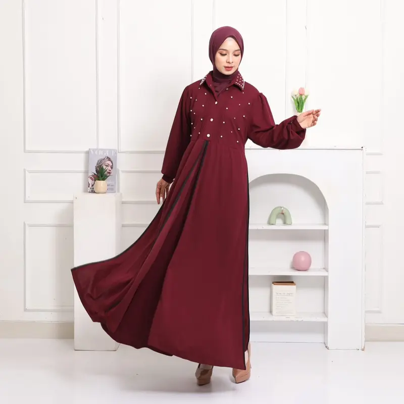 NAGOYA GAMIS LEBARAN MUTIARA MEWAH TRENDY GAMIS SYARI NEW TRENDY VIRAL Dress Melar Muslim Bumil Kondangan Nyaman 0