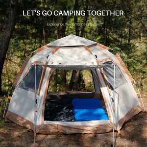 Tenda Camping Buka Lipat Otomatis Quick Open Rain Proof Kap 4 Orang Tenda Outdoor Hujan Gunung
