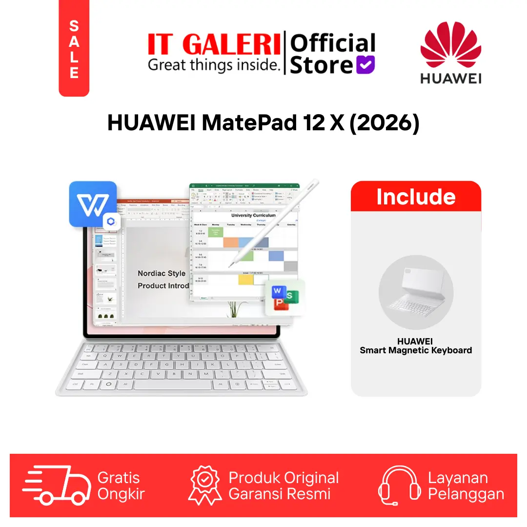 [Free Keyboard] HUAWEI MatePad 12 X 2026 Tablet l PC-Level WPS 3.0 l Layar PaperMatte Ultra Jernih l Support M-Pencil Pro