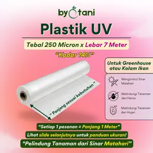 Plastik UV Greenhouse Tebal 250 Mikron 14% Lebar 7 Meter - PLASTIK FILTER SINAR UV greenhouse