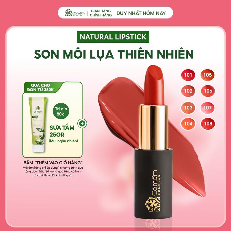 Son Môi Lụa Diễm Mềm Mịn Mướt Môi Từ Thiên Nhiên Cỏ Mềm 4g