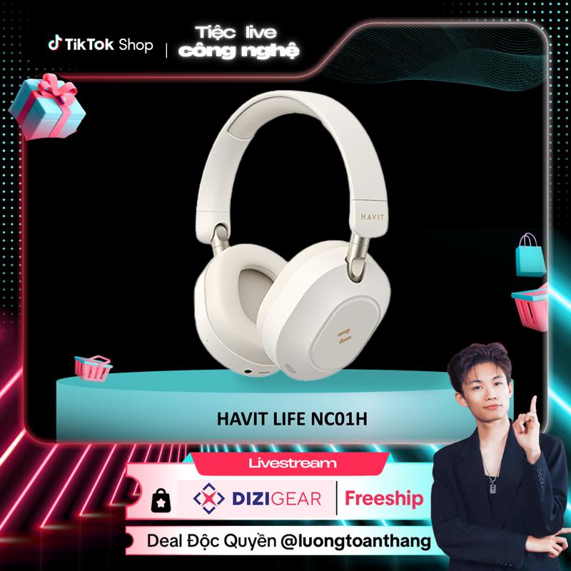 [Deal Độc Quyền KOC Lương Toàn Thắng] Tai Nghe Headphone HAVIT LIFE NC01H, BT 5.4, Màng Loa 40mm, Chống Ồn ANC, Nghe Đến 80H - Chính Hãng BH 12 Tháng