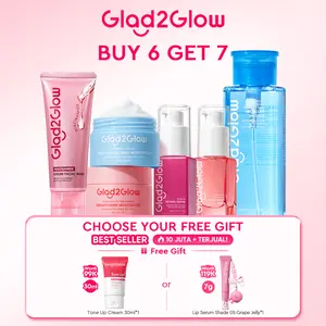 Glad2Glow PROMO 7IN1 BUNDLE - Brightening Moisturizer+Micellar Water+Niacinamide Cleanser+Brightening Serum+Retinol Serum+Retinol Moisturizer Paket Lengkap Skincare Mencerahkan Melembabkan Merawat Kulit Berjerawat Anti Aging Semua
