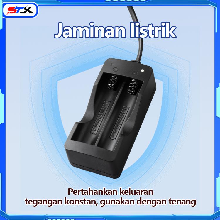 STX Pengisi Daya Baterai 18650 Litium Aman Dan Efisien, Pengisi Daya Otomatis Berhenti Saat Penuh Dilengkapi Dengan Colokan, Pengisi Daya Pengisian Cepat Baterai 18650 Charger Kabel Lampu Stop Battery Mic Warna Selempang Ht Talkie