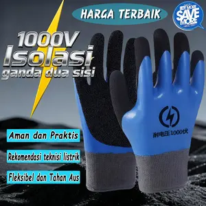 sarung tangan kerja elegan savety telapak karet pria wanita SARUNG TANGAN LATEX/SARUNG TANGAN KERJA PROYEK MURAH 3Pasang sarung Tangan Karet Tebal anti Benda Tajam serba guna Sarung Tangan Kerja Safety Nylon Latex Palmfit 1000V isolasi