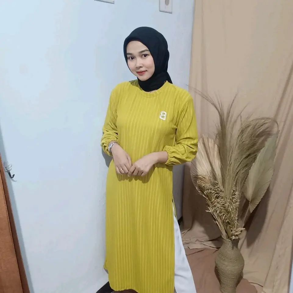 Inara Long Tunik Knit Atasan Panjang Wanita