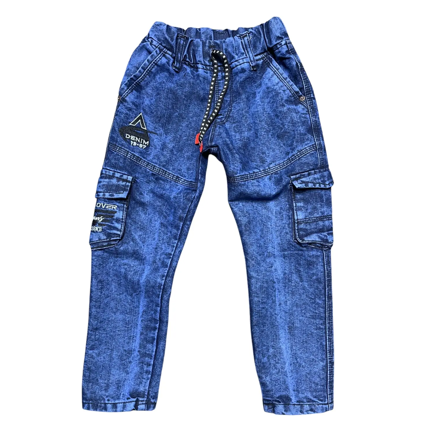 CELANA PANJANG KARGO DENIM FASHION Jeans Motif Bordir  KEKINIAN ANAK LAKI-LAKI USIA 5-12 TAHUN, PJKK9