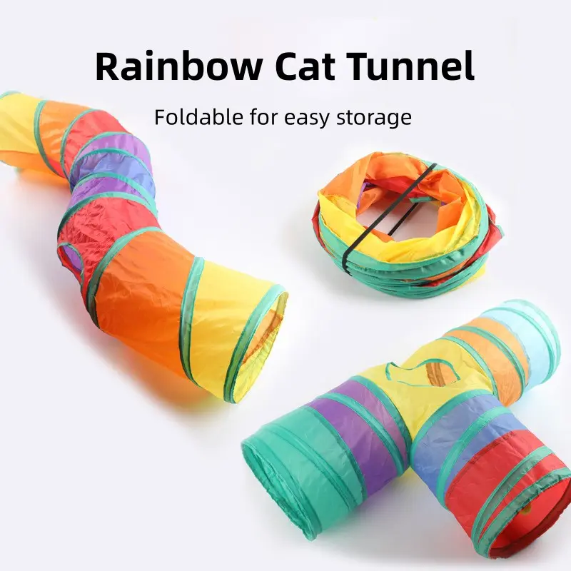 Rainbow Cat Tunnel Cat Toy Foldable Pet Training Interactive Toy cat tunnel pet toy