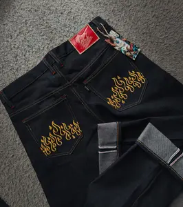 EVOLUSION FLAMORA Denim Selvedge 15oz Pria Raw Denim Premium Straight