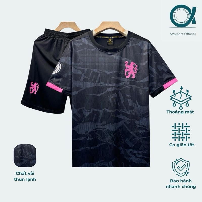 Bộ quần áo bóng đá, đồ đá banh CHELSEA ĐEN Logo thêu - Vải thun lạnh cao cấp Top Sport