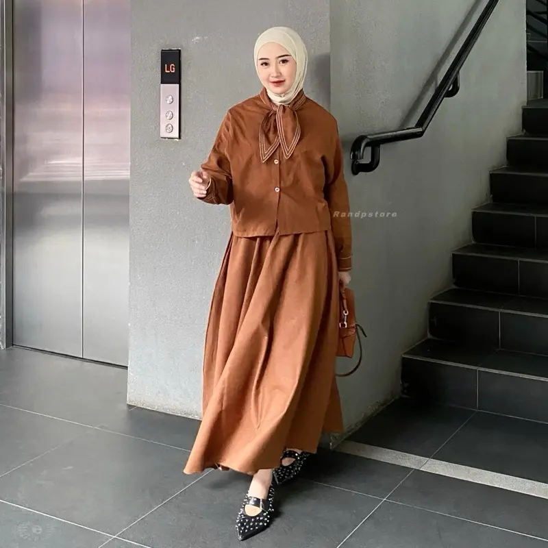 Setelan Rok Wanita - Baju Pasangan Fashion Muslim Linen Trend - Atasan Kemeja Pria Linen - Moira Couple  Casual 6