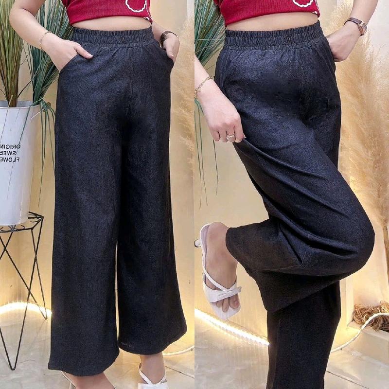 Quần Jean Giấy Ống Rộng Lưng Thun Che Đùi To Bắp Chân To Bigsize 60kg đến 95kg Nữ Women