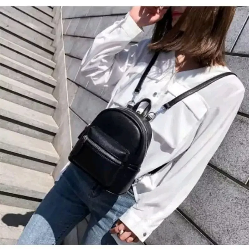 Tas Ransel Selmpang Mini Wanita Backpack Sekolah Kulit Cewek Perempuan 2