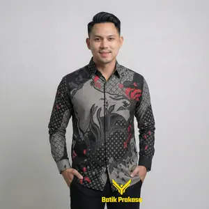 Kemeja Batik Pria Prakasa 0107 Motif Danapati Slimfit Lengan Panjang Batik Solo Baju Katun Nyaman