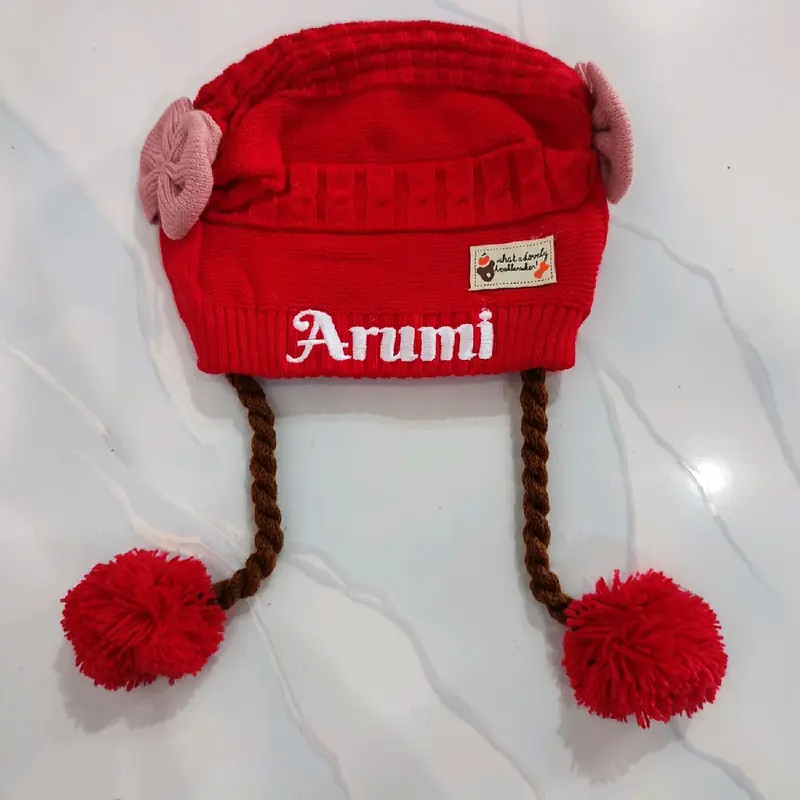 Topi Kupluk Kepang Anak Bayi INURHA Bordir Nama Cewek perempuan 5