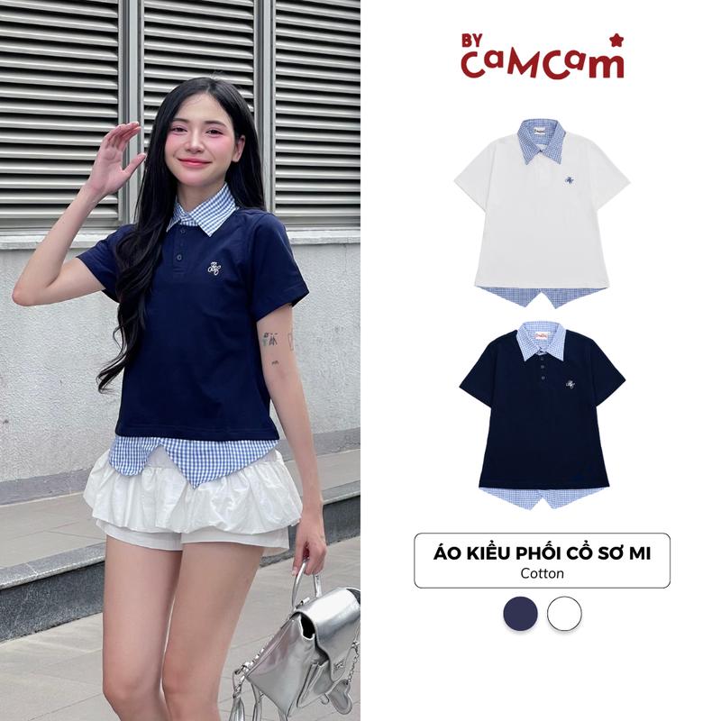 Áo Kiểu Nữ PHỐI SƠ MI Caro Bycamcam Ngắn Tay Tôn Dáng Nữ Tính Hàn Quốc