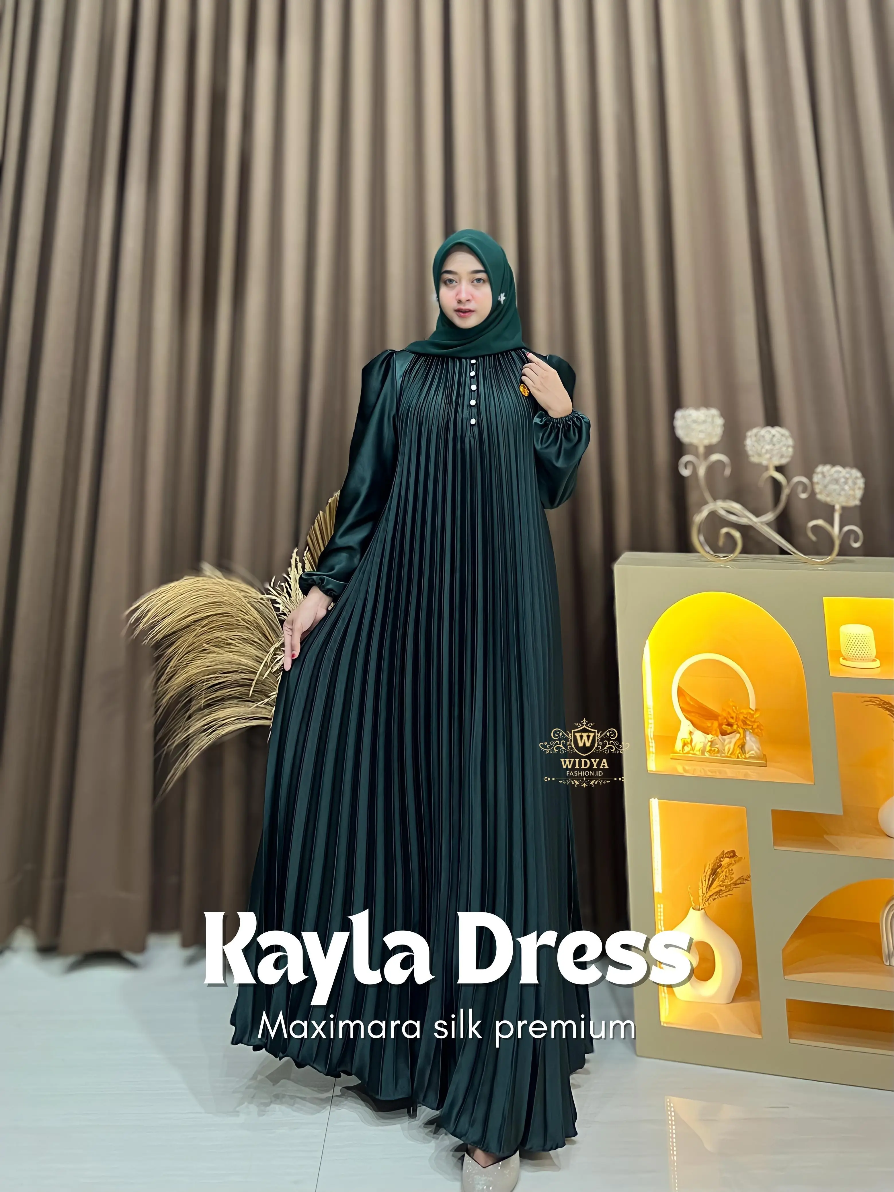 Widya Fashion.id - Kayla Dress - Pakaian Muslim wanita - Gamis Mewah Lebaran Syari Maxi Pesta
