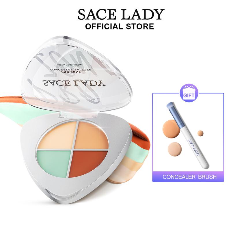   LIVE 2  Bảng Màu Che Khuyết Điểm SACE LADY Không Thấm Nước Che Phủ Hoàn Toàn 4 Màu Đi Kèm Với Cọ Tặng Kèm 