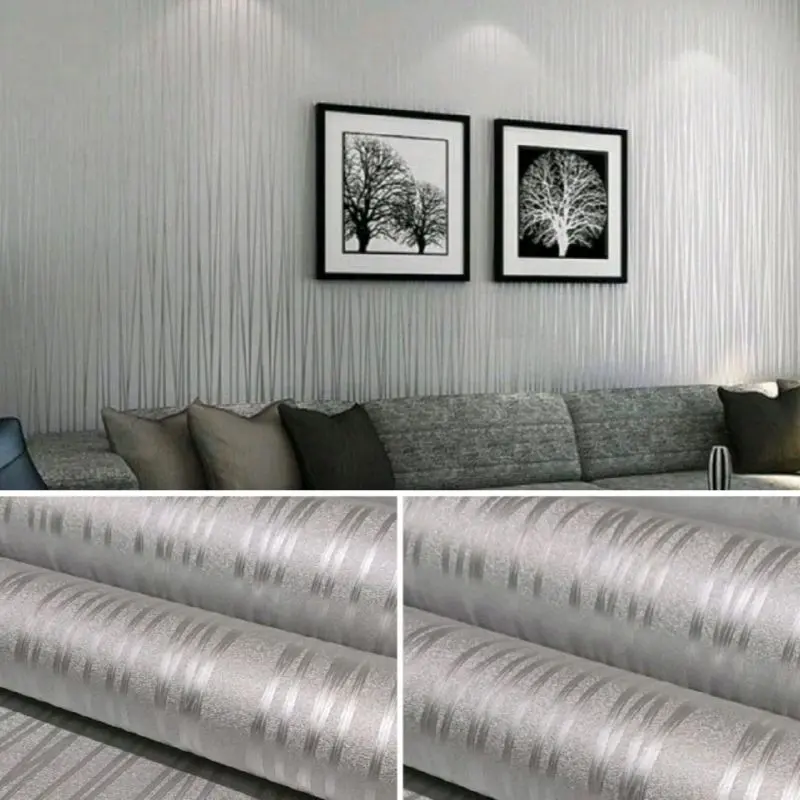 PROMO 1 PAKET isi 4 pcs Wallpaper Sticker Dinding Kamar Motif Salur Salur Gelombang & Salur Kecil Warna Abu Silver Putih Daun Pink Daun Pink Salur Putih Salur Biru Salur Krem Salur Kertas Bahan PVC 2