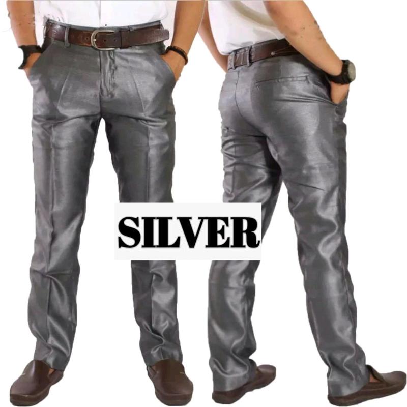 CELANA FORMAL PRIA BAHAN DASAR MENGKILAP METALIK UKURAN 27-38 Slim-fitting 4