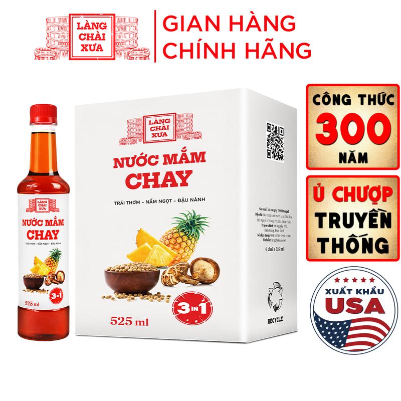 Nước mắm chay 3 trong 1 Làng Chài Xưa 01 chai 525ml trái thơm nấm ngọt đậu nành 300 năm truyền thống