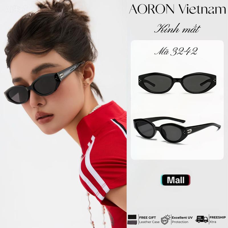  AORON Kính Râm Mắt Mèo 3242 Chống Tia UV Cổ Điển Dành Cho Phụ Nữ Và Nam Giới Bảo Vệ UV Cao Cấp Tặng Hộp Da Miễn Phí 