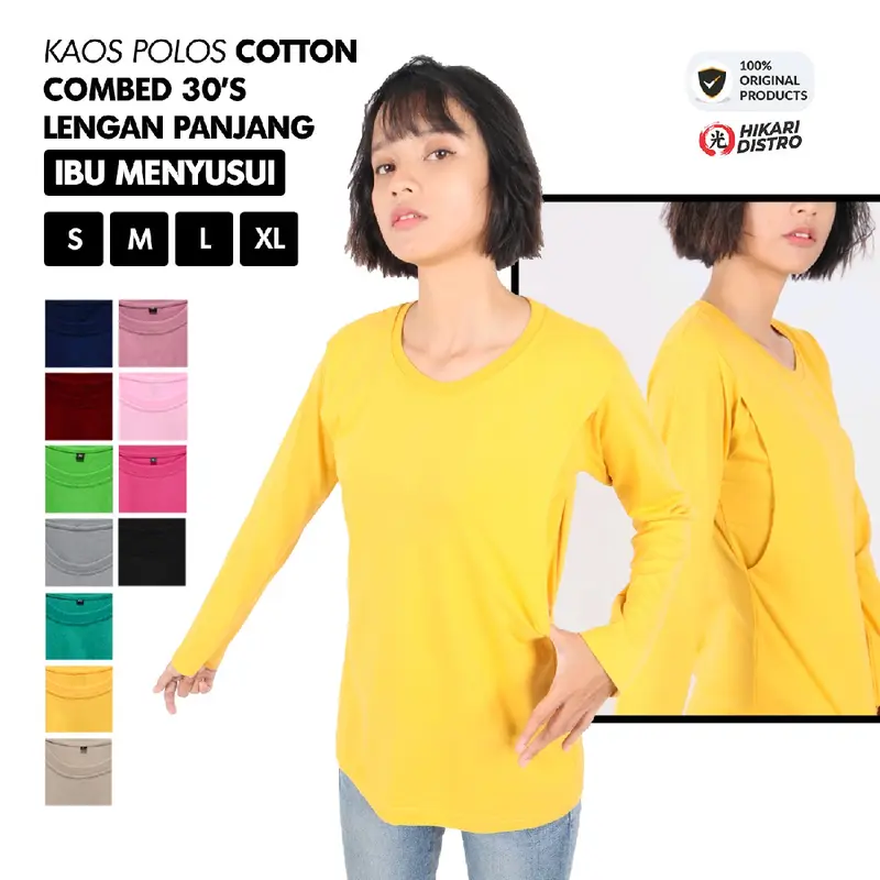 KAOS BASIC BUSUI LENGAN PANJANG IBU MENYUSUI Katun 100% Combed 30s Adem Nyaman 0
