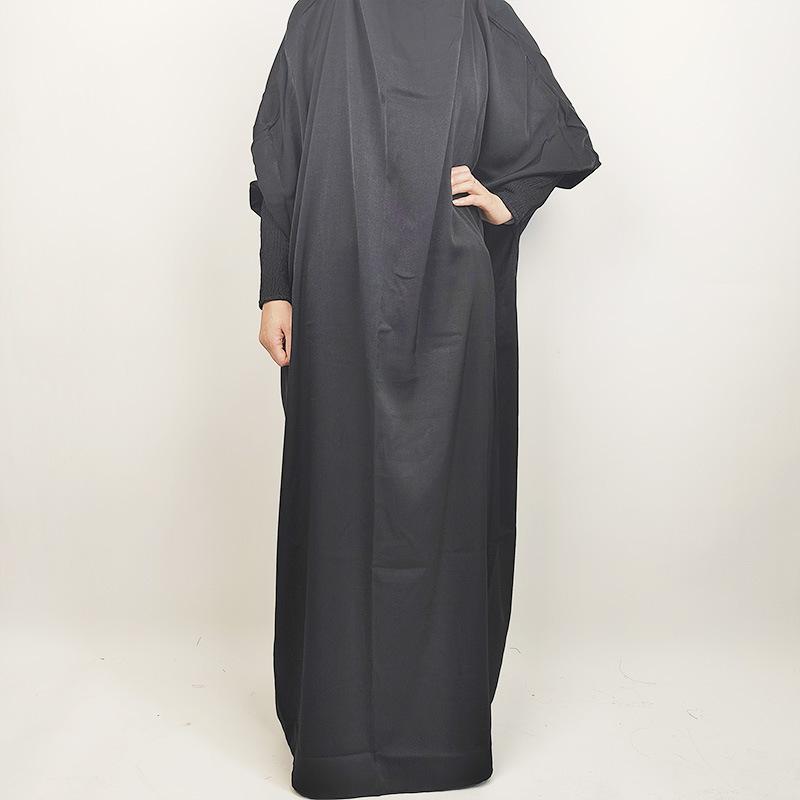 Product Introduction of High quality new selling Muslim large size women's dress solid color tight sleeve gown skirt dress. abaya 9