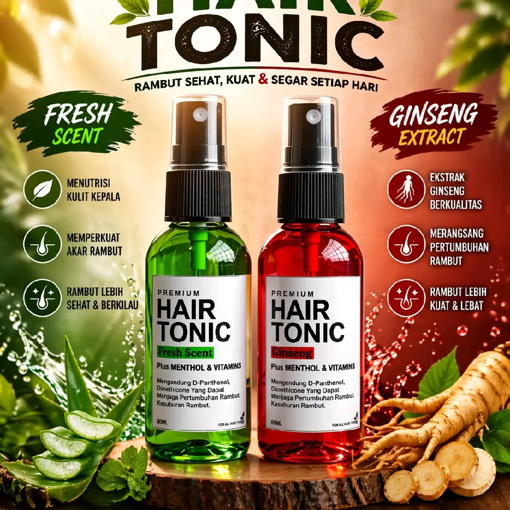 HAIR TONIC RAMBUT - ALOEVERA/GINSENG VITAMIN PENUMBUH RAMBUT DAN PELURUS RAMBUT PRIA DAN WANITA - PEWANGI RAMBUT. Red Perawatan Rontok Treatment Haircare Kering Shampo Pemanjang Ketombe Minyak Shampoo