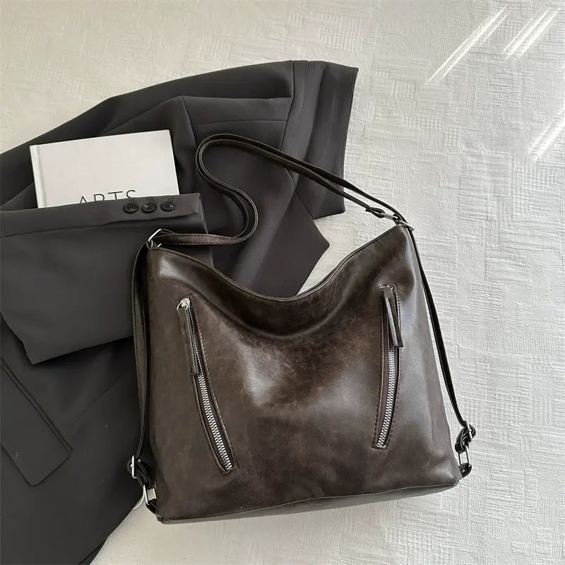 Retro 2in1 Bag Tas Selempang & Tas Rensel Women Shoulder Bag Kulit Pu Berkapasitas Besar Fashion Backpack