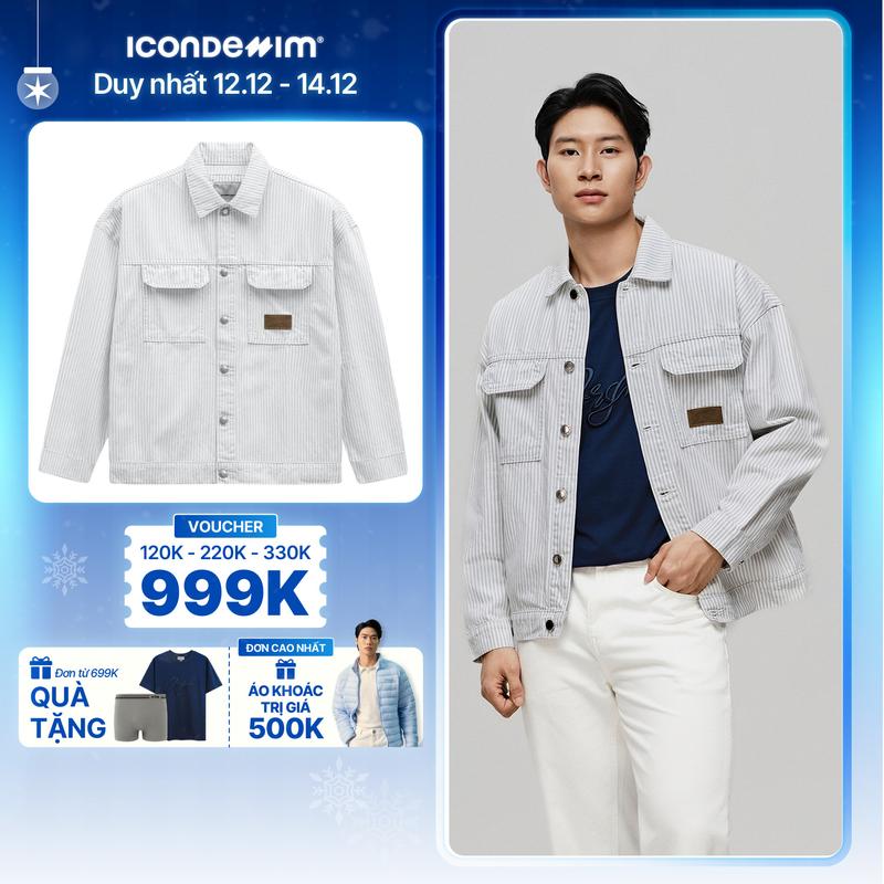 Áo Khoác Nam Denim ICONDENIM Sọc Thêu Chữ Sundaze Rush Form Relax AKID0216