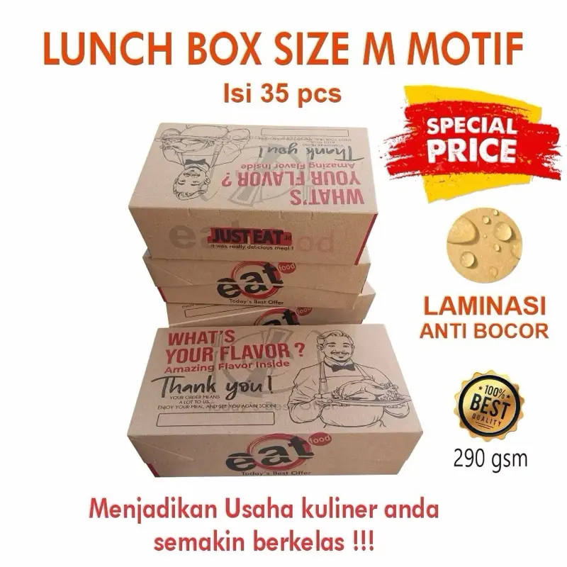 (isi 35) M craft cetak motif /dus makanan paperplunchbox takeaway dus ayam lunch box papr dus ayam geprek dus mie gacoan dus dimsum 4