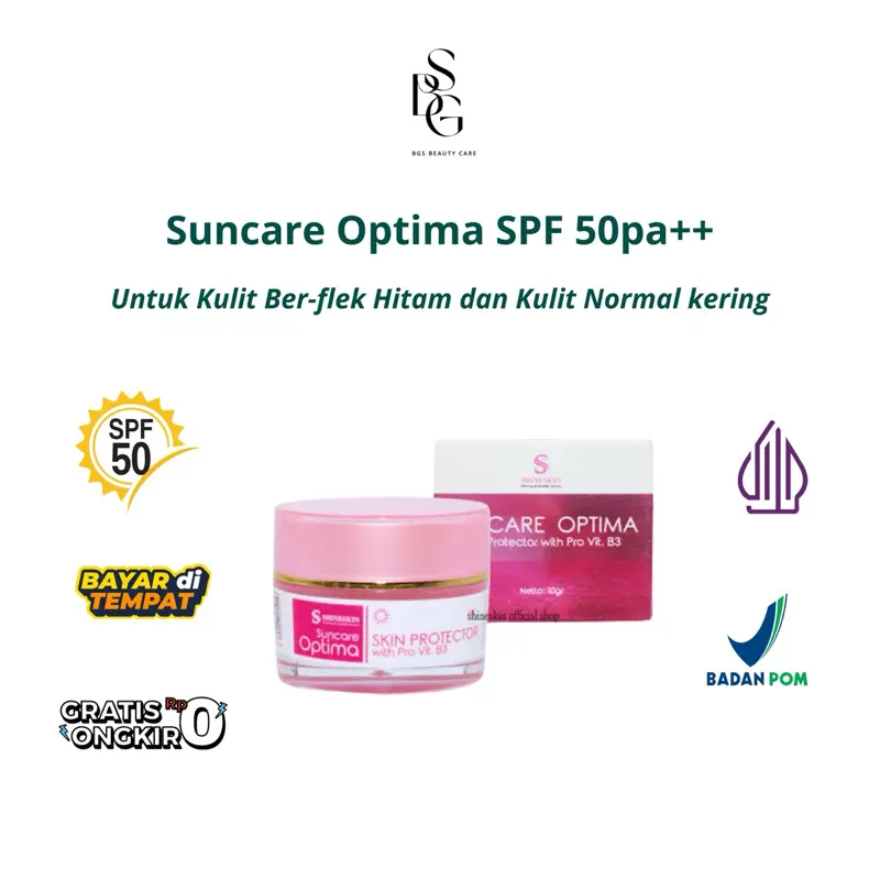SHINESKIN Suncare Optima With SPF 50 Sunscreen Kulit Wajah Normal Kering Flek Sunblock